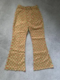 Ray BEAMS チェック柄フレアパンツ