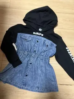 ANAP KIDS フード付き デニム ワンピース　130㎝