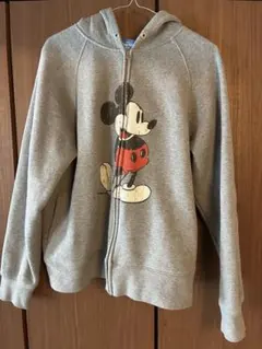 ［美品］東京ディズニーリゾート限定 ミッキー 耳付きパーカー M グレー