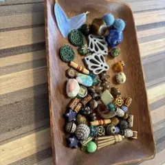 ②Ｊ　アクセサリーパーツまとめ売り　青茶系 ハンドメイド