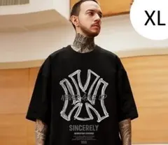 【人気商品】大サイズ　半袖Tシャツ　メンズ　バックプリント　黒　ストリート　XL