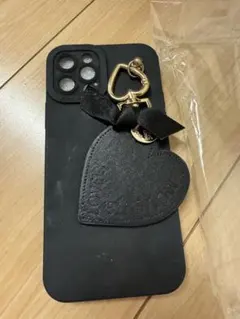 iPhone12pro ブラック iPhoneケース ハートチャーム付きのサムネイル