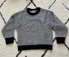 ikka Mサイズ 黒と白のストライプニット