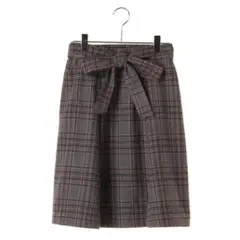 earth music&ecology チェックリボンベルト付きフレアスカート