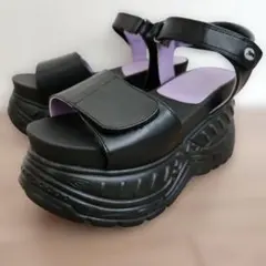 YOSUKE 厚底ブラックサンダル 24.0cm