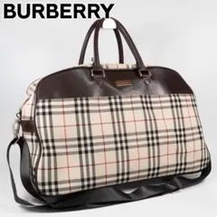 美品✨バーバリー ボストンバッグ 2way ノバチェック ロゴプレート 大容量