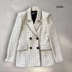 ZARA ザラ ツイードジャケット チエック XSサイズ 白×黒 美品