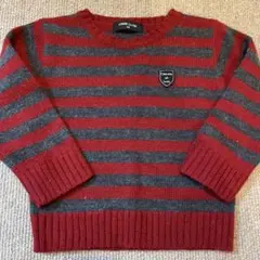 COMME CA ISM 赤グレー ストライプ セーター 90