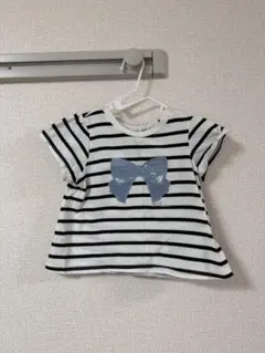 プティマイン　リボン　ボーダー　Ｔシャツ　90