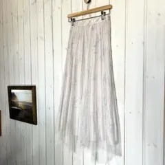 MERCURYDUO マーキュリーデュオ 花柄レースプリーツスカート チュール