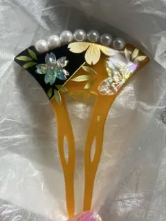 ★着物10★ 1円 「華祥」作家物 蒔絵 パール かんざし まとめて2本 和装小物 [同梱可] ☆☆☆ 蒔絵 かんざしの通販