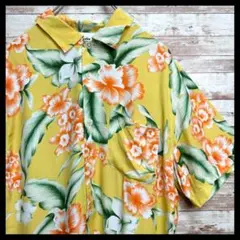 【STUSSY】人気デザイン!!　ワールドツアー　花柄　総柄　アロハシャツ