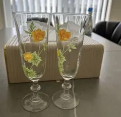 hiromichi nakano 花柄ワイングラス 2個セット