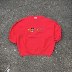90s mickey red sweat made in usa