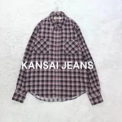 カンサイジーンズ KANSAI JEANS チェック柄ネルシャツ L レッド 赤のサムネイル