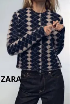 ZARA アーガイル　ニット　 カーディガン