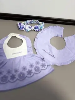 ANNA SUI アナスイ 花柄スタイ パープル 紫 ローズ ビブ 靴下セット 