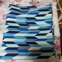 青系幾何学模様の綿生地