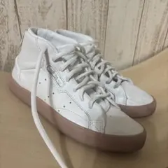adidas ホワイト ピンク ハイカットスニーカー22.5㎝