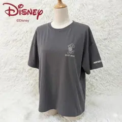 Disney ミッキーマウス プリント Tシャツ M グレー ワイドシルエット