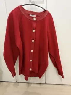 ［PAGEBOY］リブニットカーディガン赤