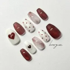 【現品】赤 レッド ハートホロ フラッシュマグネットネイル ネイルチップ