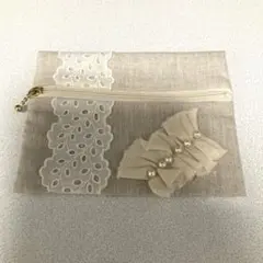 ハンドメイド/レースりぼんポーチ