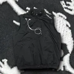 y2k OAKLEY ナイロンベスト スカル mp3 ブラック 裏地フリース