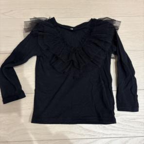 H&M ブラック フリル付き長袖カットソー