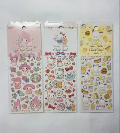 シール／マイメロディ・ハローキティ ポチャッコ クリアシール 3枚セット