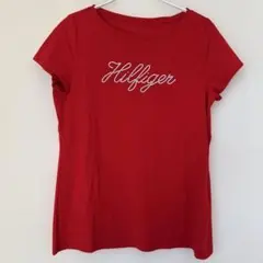 TOMMY HILFIGERトミーラインストーンTシャツ　レッド赤　Lサイズ