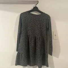 ZARAグレーのドット柄長袖ワンピース 11-12歳