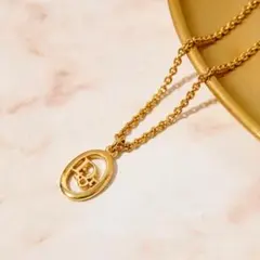 【極美品・未使用】Dior ディオール ネックレス オーバル ロゴ ゴールド