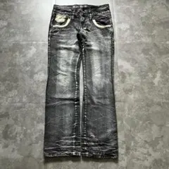 CIVARIZE 鬼ヒゲ加工 ブラックデニムY2K グランジ お兄系 パンク CIVARIZE 鬼ヒゲ加工 ブラックデニムY2K グランジ お兄系 パンク