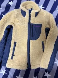 Columbia ボアフリースジャケット S　130ベージュ/ネイビー