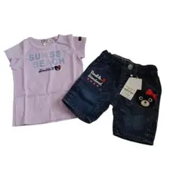 半額以下☆タグ付き☆ダブルBガールズのデニムパンツとTシャツのセット(80)のサムネイル