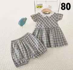 在庫入替SALEセットアップ⭐️半袖トップスとかぼちゃボトムス　80