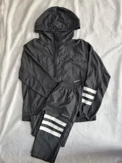 adidas neo デニム風グレー ジャージ上下セット フード付き