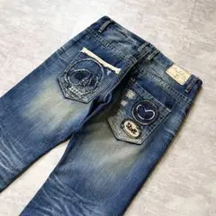 00s LOLITA JEANS ダメージ加工 デニム ドクロ 刺繍 Y2Kのサムネイル