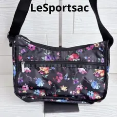 ✨美品【LeSportsac】ショルダーバッグ/黒/花柄/斜め掛け/軽量/総柄