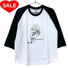 サブカル ロンT 心臓 苺 大人 地雷 病みかわ ラグラン 白 黒