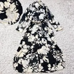 【新品】 ZARA シャツワンピース ウエストリボン XL ロング 花柄 ザラ