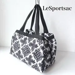 極美品✨LeSportsac レスポートサック　モリー　トートバッグ　黒×白のサムネイル