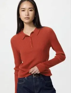 「新品未使用」UNIQLO 3Dメリノブレンドリブポロセーター