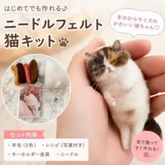 ニードルフェルトキット　猫　ハンドメイド　羊毛フェルト　可愛い　ネコ　ねこ