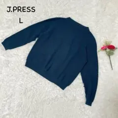 【ジェイプレス】L リブニットセーター　ナイロン　アクリル　エメラルド色のサムネイル