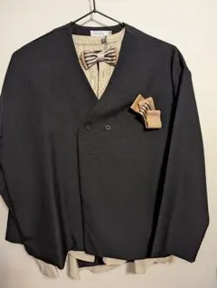 リジェール160黒セットアップ　シャツ蝶ネクタイブローチ一式セット　ノーカラー