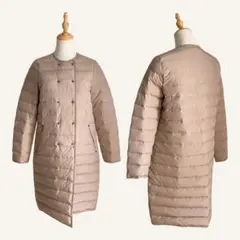 アンキャシェット ロング ダウンコート ベージュ 無地 エアリー レディース