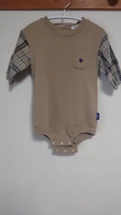 POLO ベージュ チェック柄 長袖ロンパース レッグウォーマーセット