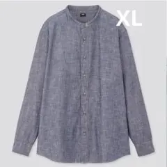 美品未使用　ユニクロ　シャンブレースタンドカラーシャツ　XL